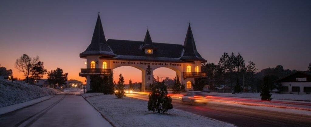 Gramado em 3 Dias: Como Aproveitar Cada dia 3 Pórtico de Gramado, por do sol