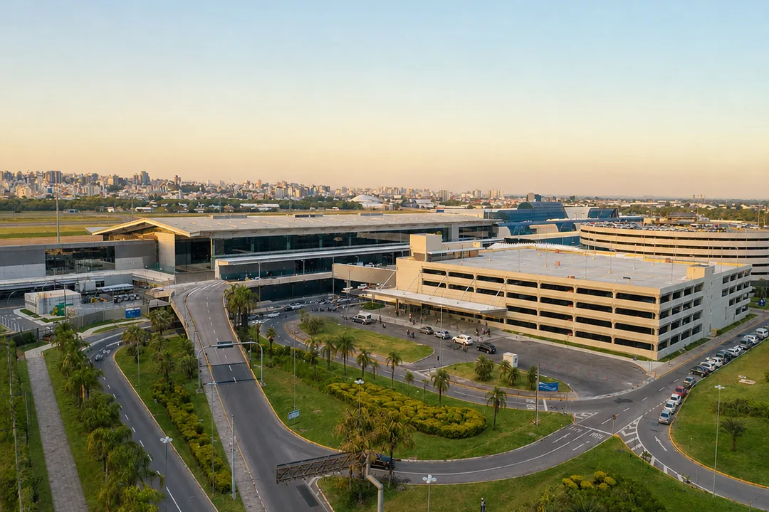 Aeroporto de Porto Alegre a Gramado: vá sem espera 2 Aeroporto Internacional Salgado Filho em Porto Alegre no fim de tarde
